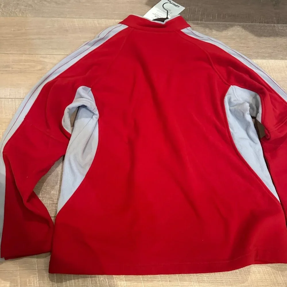 NORTH END MENS LARGE RED AND GRAY FLEECE JACKET NEW 3/4 ZIP